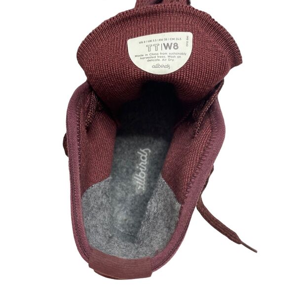 ALLBIRDS Tree Toppers in Kauri Zin Red Size 8 Womens High Tops Sustainable - Picture 10 of 10